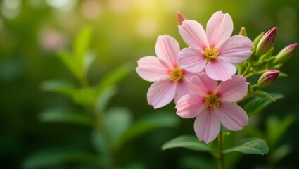 Fototapeta premium Soft Pink Blooms and Buds – Elegant Flower Photography from Above