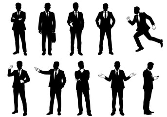 ビジネスシーンで使える　スーツを着た男性のシルエットセット