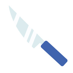Chef knife with blue grip. Vector