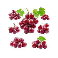 Obraz premium Red Grapes Collection Fresh, Juicy Clusters Isolated on Transparent Background