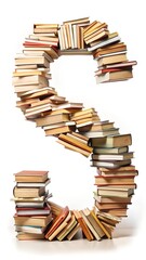 Letter S made of books on a white background. Alphabet