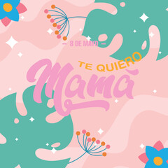 Floral Mothers Day card. Vector