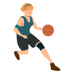 Naklejka premium Basketball player female running ball player outfit flat
