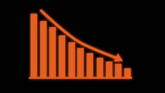 Business Bar Chart with Downward Arrow Symbolizing Decline Animation