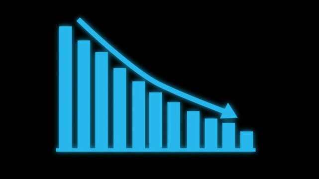 Business Bar Chart with Downward Arrow Symbolizing Decline Animation