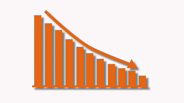Business Bar Chart with Downward Arrow Symbolizing Decline Animation