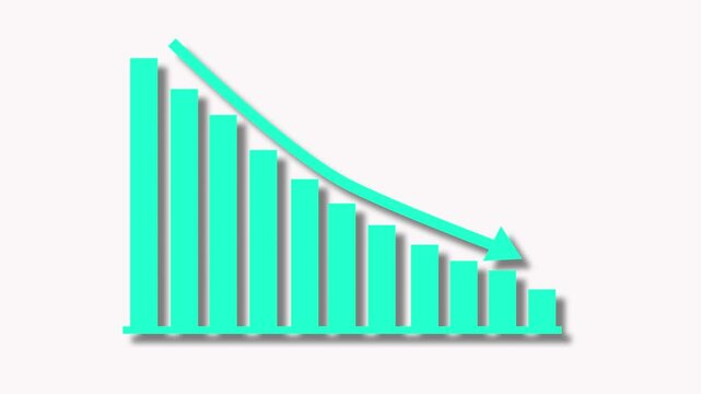 Business Bar Chart with Downward Arrow Symbolizing Decline Animation