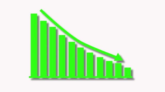 Business Bar Chart with Downward Arrow Symbolizing Decline Animation