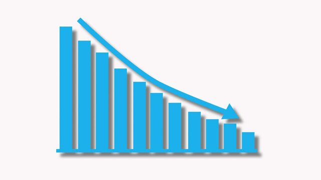 Business Bar Chart with Downward Arrow Symbolizing Decline Animation