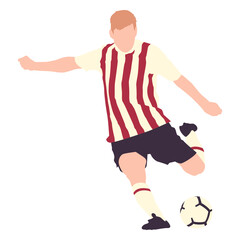 Soccer player kicking football flat 