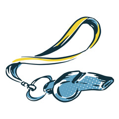 Referee whistle soccer hand drawn