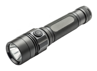 Waterproof flashlight png LED torch png outdoor light png emergency torch png camping gear png white background image