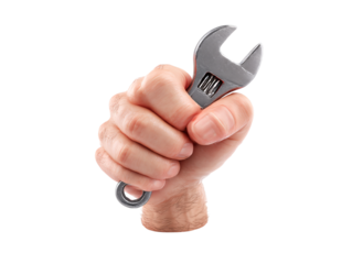 Labor rights symbolised by hand with wrench 3D on png