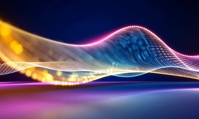 Abstract digital wave form with glowing lines. - Powered by Adobe