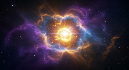 Obraz premium Abstract cosmic background with deep blue stars and swirling nebula