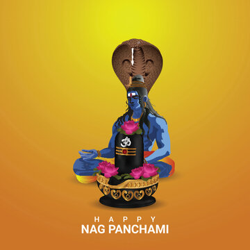 Happy nag panchami indian festival with vector illustration