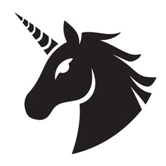 Majestic Unicorn Silhouette Vector – Magical Fantasy Horse Head with Horn Illustration for Design