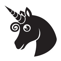 Obraz premium Majestic Unicorn Silhouette Vector – Magical Fantasy Horse Head with Horn Illustration for Design