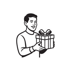 man with gift box