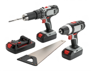 Power tools png battery tools png cordless tools png construction tools png DIY gear png white background image