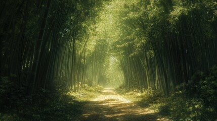 Fototapeta premium Lush Bamboo Forest Path