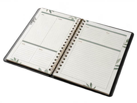 Daily planner png S notebook png worker schedule png to-do book png organizer png white background image