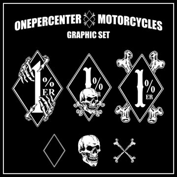 vector graphic set of diamond one percent motorcycle