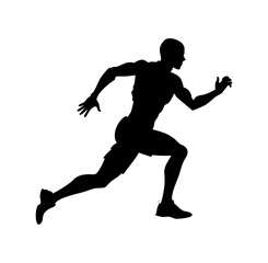 Black cyborg robot Running silhouette designs on clean white background

