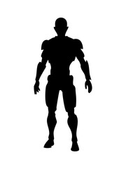Isolated cyborg robot silhouette pack in black on white

