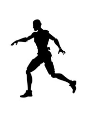 Running Cyborg robot silhouette bundle with white background

