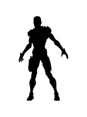 Large pack of cyborg robot silhouette designs, white background


