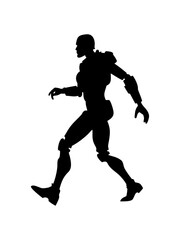 Running Minimalist vector pack of cyborg robot silhouettes

