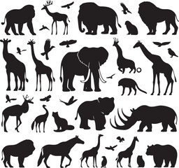 "Enormous Animal Silhouettes Collection – Wild Jungle and Safari Wildlife Vector Set"
