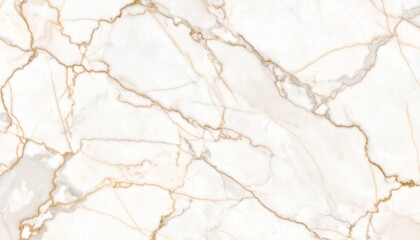 Fototapeta premium Seamless high-detail marble surface in light beige with realistic gold veining and polished stone texture
