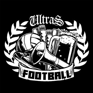 vector of ultras hooligan casual ultras football soccer supporter with flare smoke