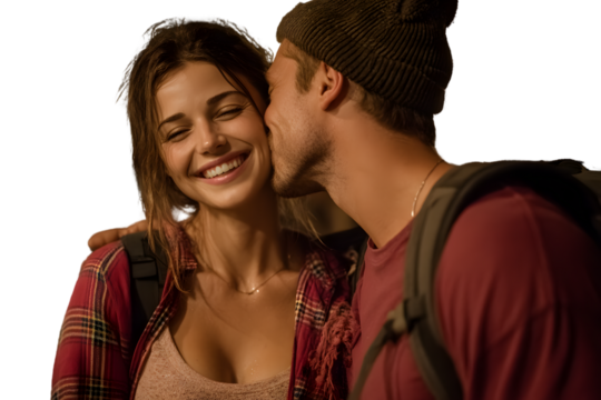 Romantic Couple Portrait Affectionate Moment Young Adults Close Up - Powered by Adobe