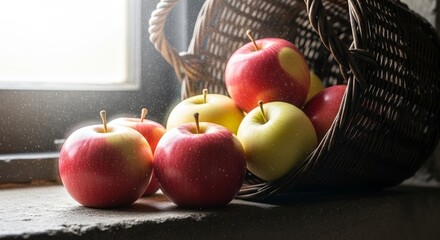 Basket of Autumn Apples Warm Lighting
