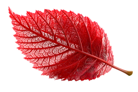 Red leaf detailed vein structure autumn foliage botanical illustration nature closeup red
