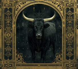 Portrait of bull animal for atmospheric as gothic 