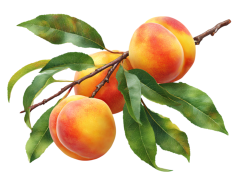 peaches with leaves on png