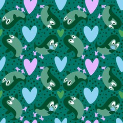 Fototapeta premium Christmas animals seamless penguin pattern for wrapping paper and fabrics