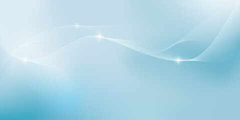 Shining wavy twisted lines on blue gradient background. Simple abstract pattern backdrop. Minimal style illustration for banner, poster, cover, brochure or business card.