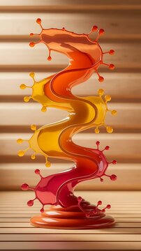 interlocking fluid splashes in warm hues