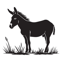Donkey silhouette vector illustration on white background