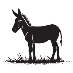 Donkey silhouette vector illustration on white background