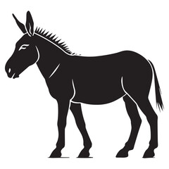 Donkey silhouette vector illustration on white background