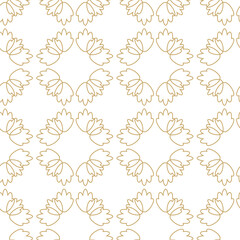 Abstract geometric pattern with crosses, stripes, lines. Seamless vector background. White and gold ornament. Modern reticulated graphic design.
