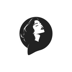 Posh woman black and white logo flat vector design