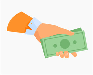 Hand Holding Cash Bills for Payment