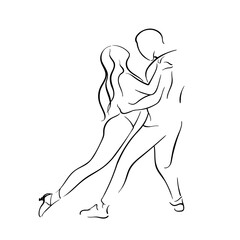 Bachata dance vector sketch. Hand drawn kine illustration.